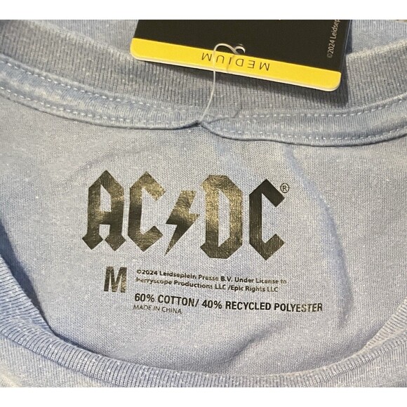 AC-DC Men's Soft Band Logo Flow Blue T-Shirt Size Medium NEW - Picture 6 of 6